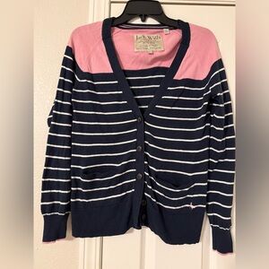 Jack Wills Pink and Navy Striped Cardigan